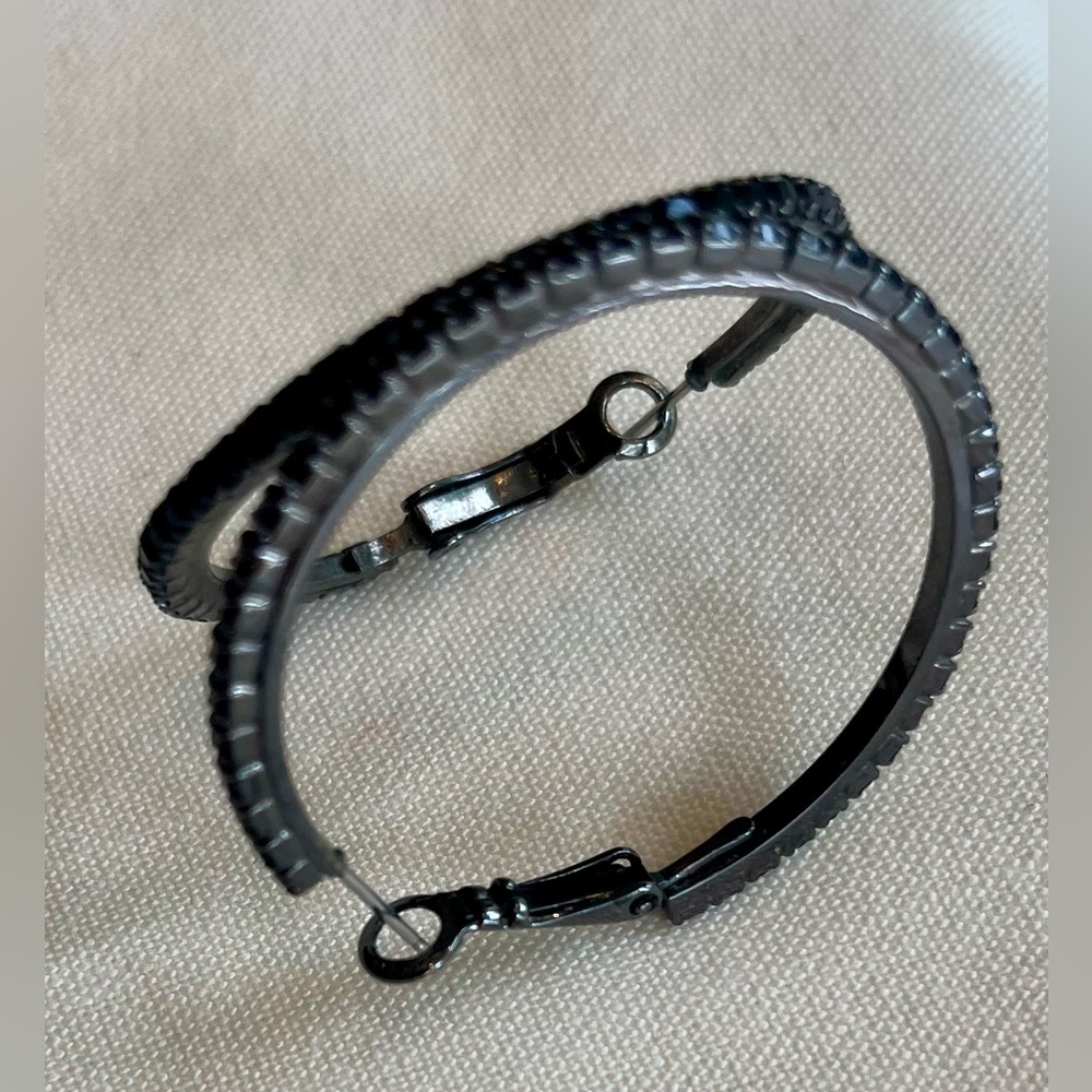 Black Beaded Hoop Earrings